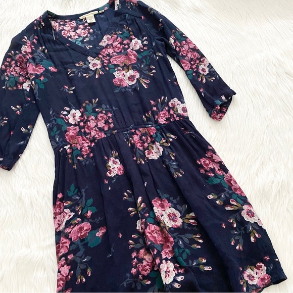 H&M Dresses Hm Pink Navy Floral Dress Poshmark